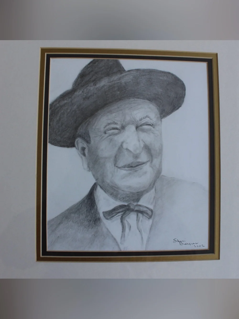 Framed Charcoal Portrait Artwork in Black and White - Picture 1 of 8